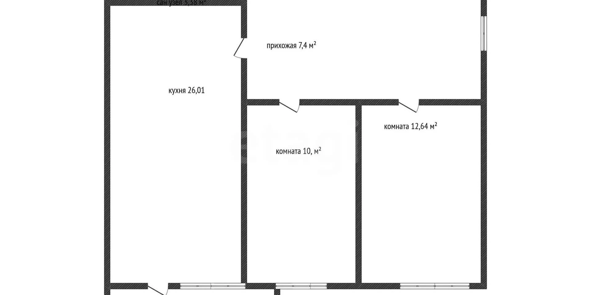 2-к квартира, 48.5м² (улица Гагарина, 155/2) - миниатюра 20
