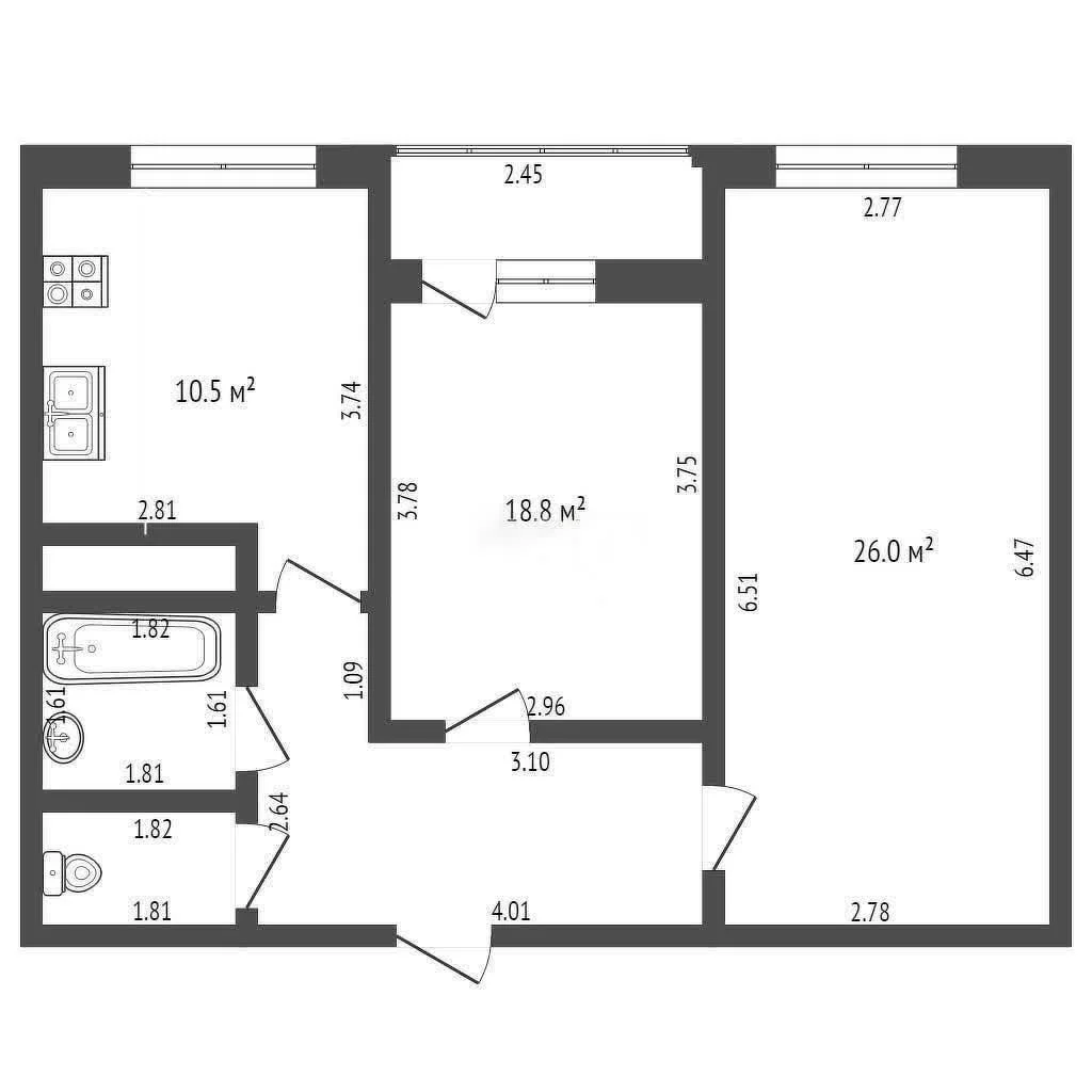 2-к квартира, 50м² (Новороссийская улица, 90/2к1) - миниатюра 24