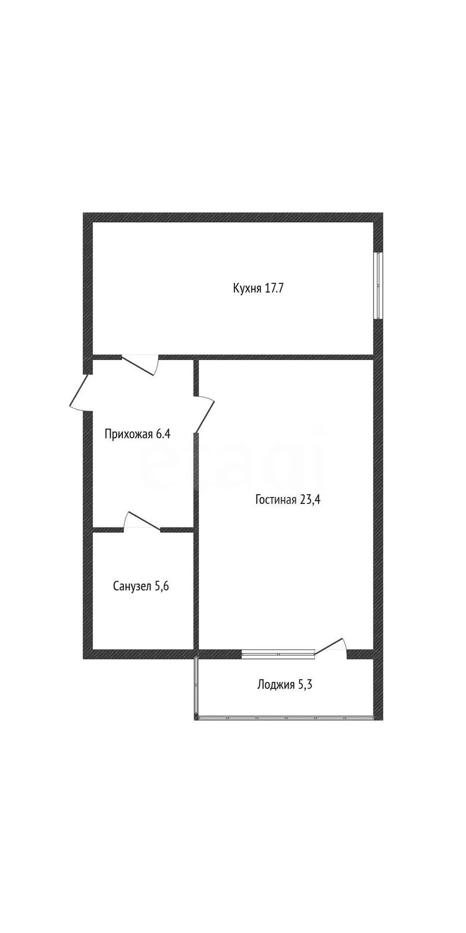 1-к квартира, 53.1м² (Городская улица, 18) - миниатюра 7