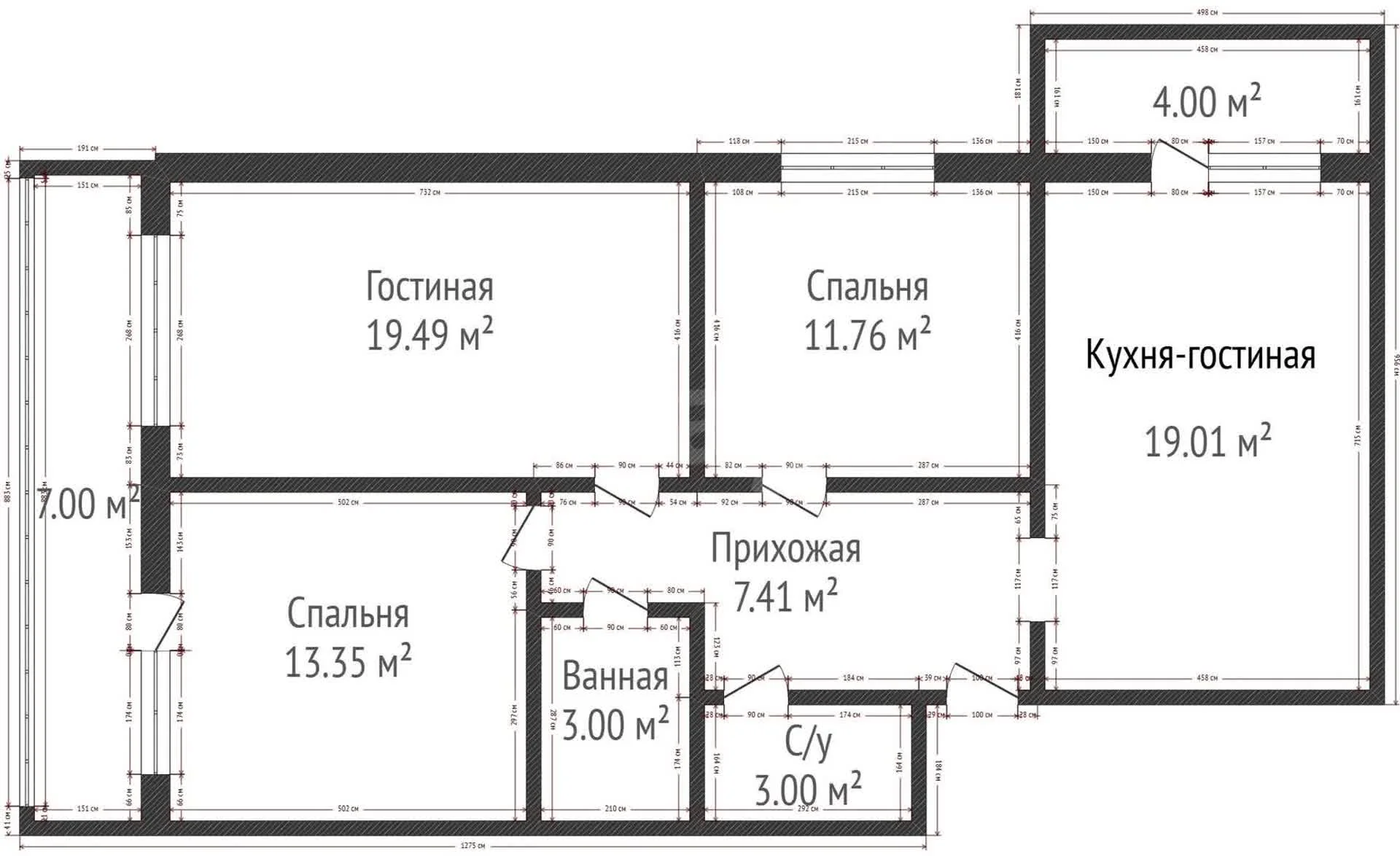 3-к квартира, 83м² (улица Красных Партизан, 109) - миниатюра 46