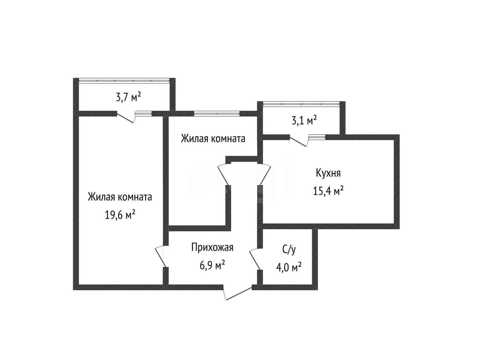 2-к квартира, 59.5м² (Бжегокайская улица, 25/1к10) - миниатюра 20