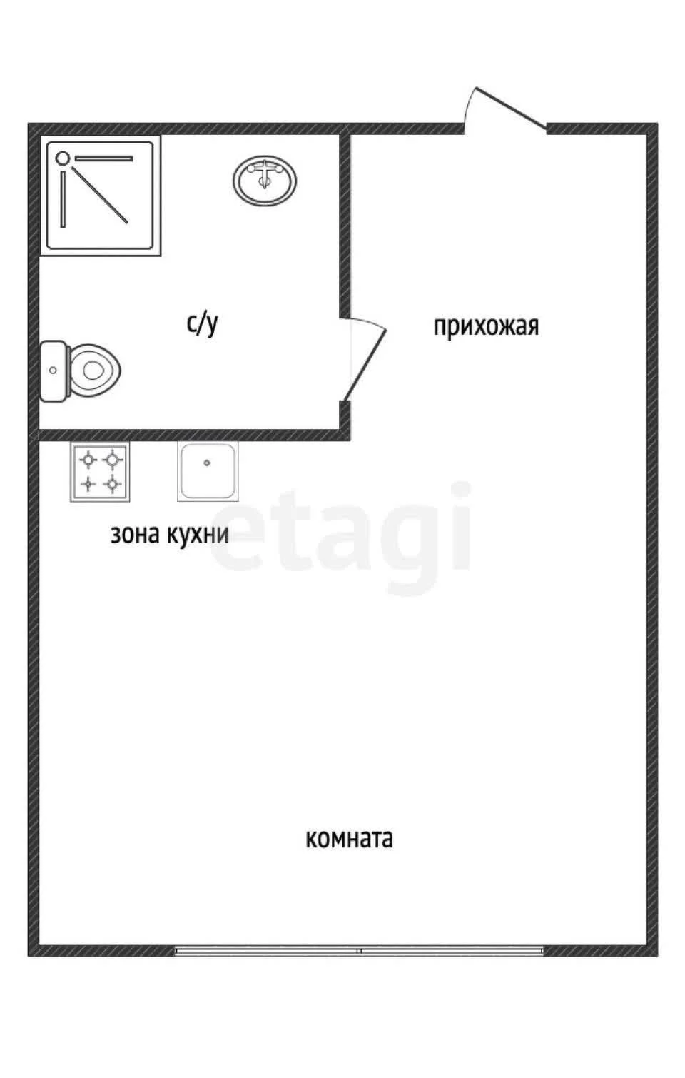 Студия, 27м² (Майкопская улица, 1/1) - миниатюра 13
