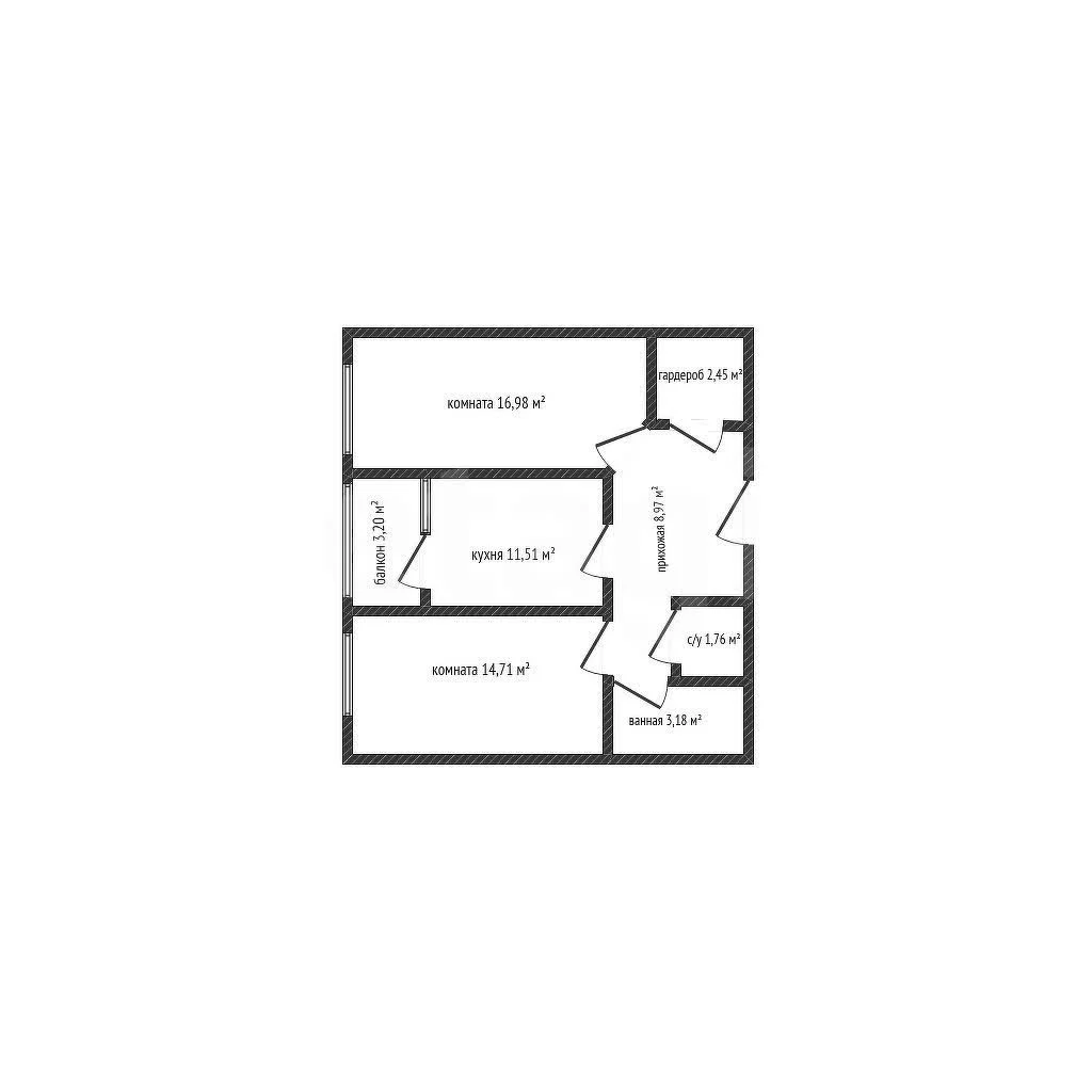 2-к квартира, 59.3м² (Зиповская улица, 34к2) - миниатюра 18