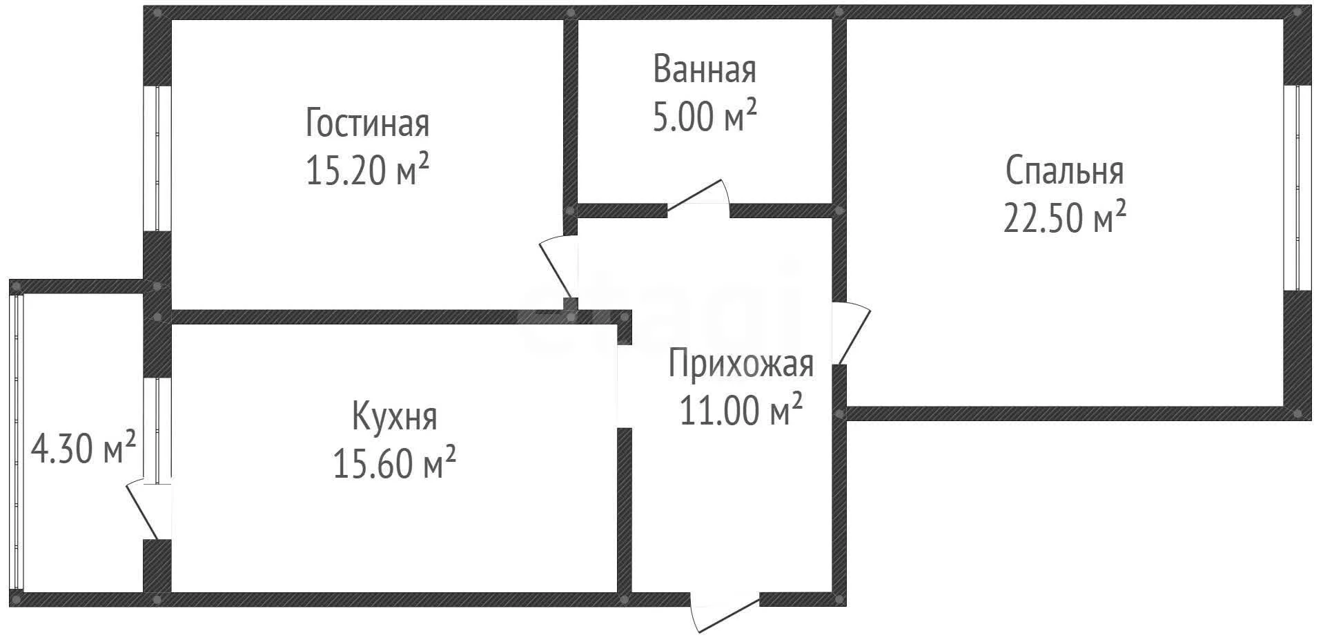 2-к квартира, 70м² (улица Григория Булгакова, 10) - миниатюра 19