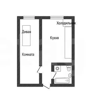 1-к квартира, 38.6м² (улица Григория Пономаренко, 43) - миниатюра 12