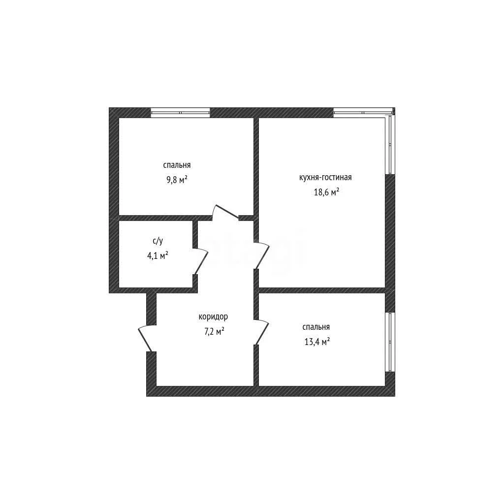 2-к квартира, 53.1м² (улица Марины Цветаевой, 1/1) - миниатюра 6