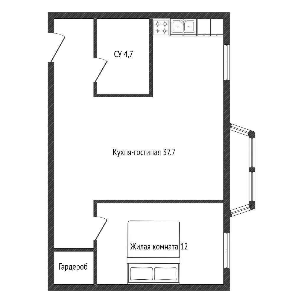 2-к квартира, 54.4м² (улица Тургеневское шоссе, 3а/16) - миниатюра 30