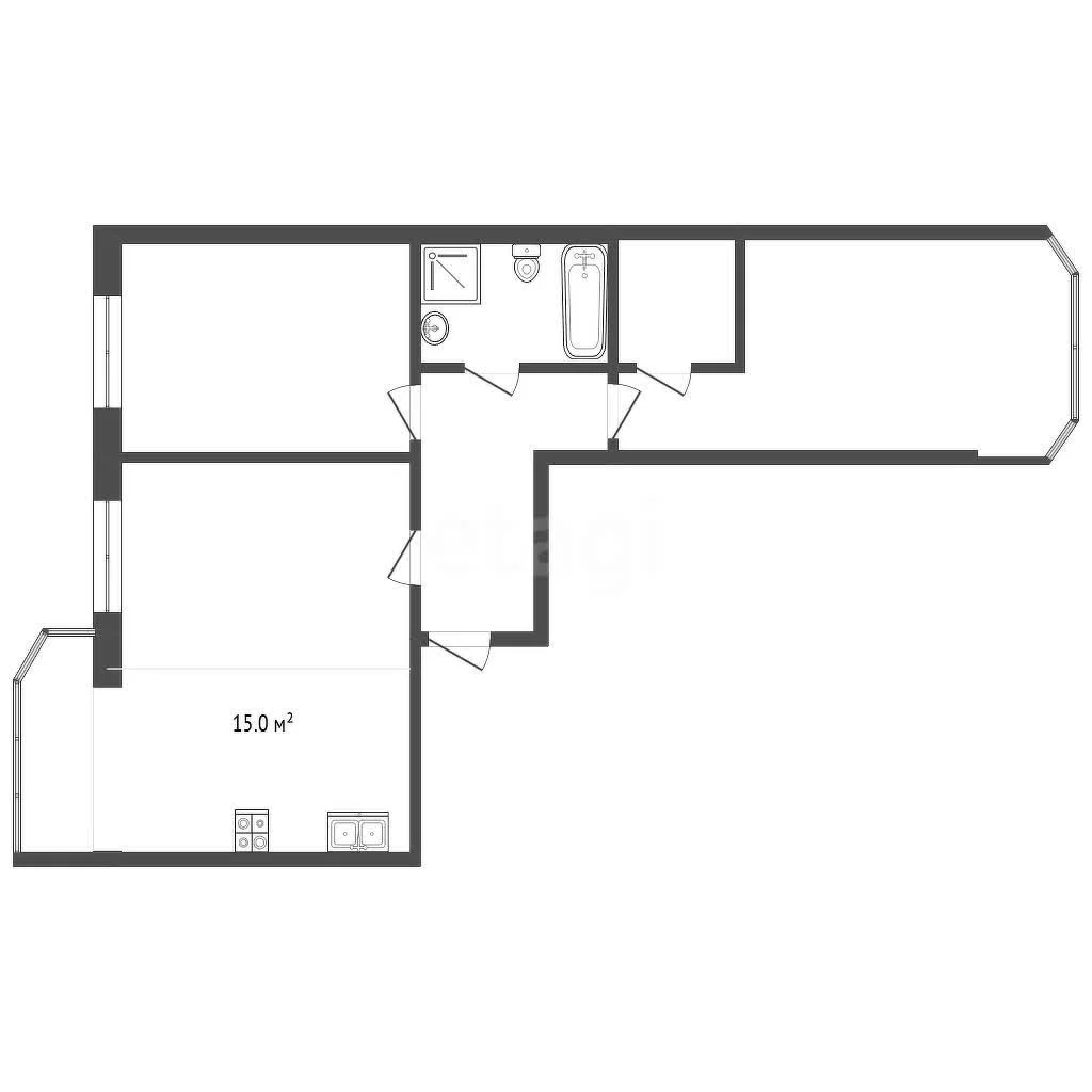 3-к квартира, 64.6м² (улица Григория Булгакова, 7к1) - миниатюра 19