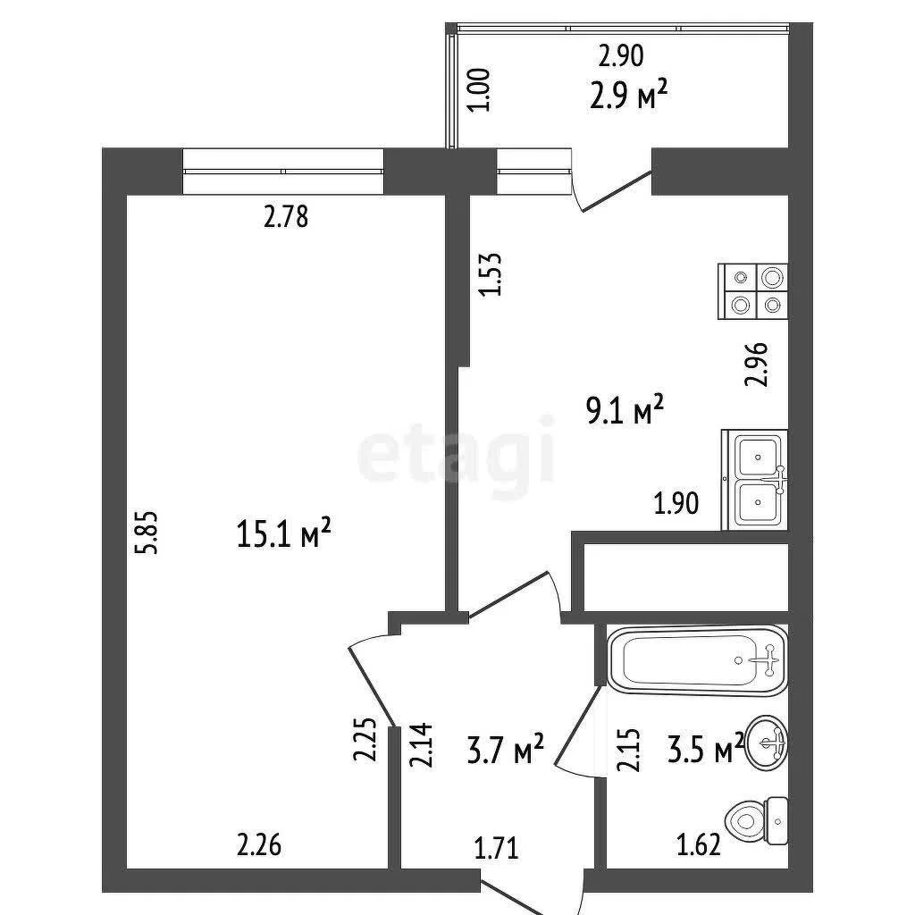 1-к квартира, 31.4м² (Домбайская улица, 55) - миниатюра 10