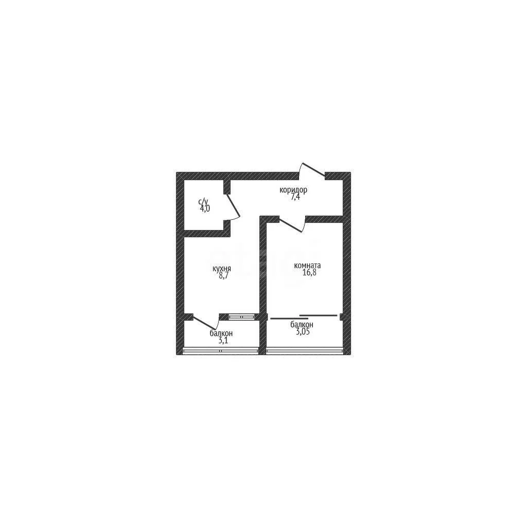 1-к квартира, 36.9м² (улица Куликова Поля, 25) - миниатюра 20