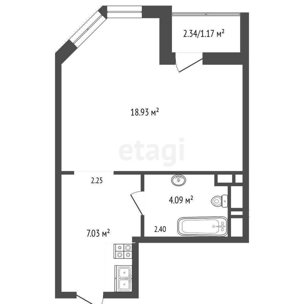 Студия, 32.2м² (, 66к1) - миниатюра 15