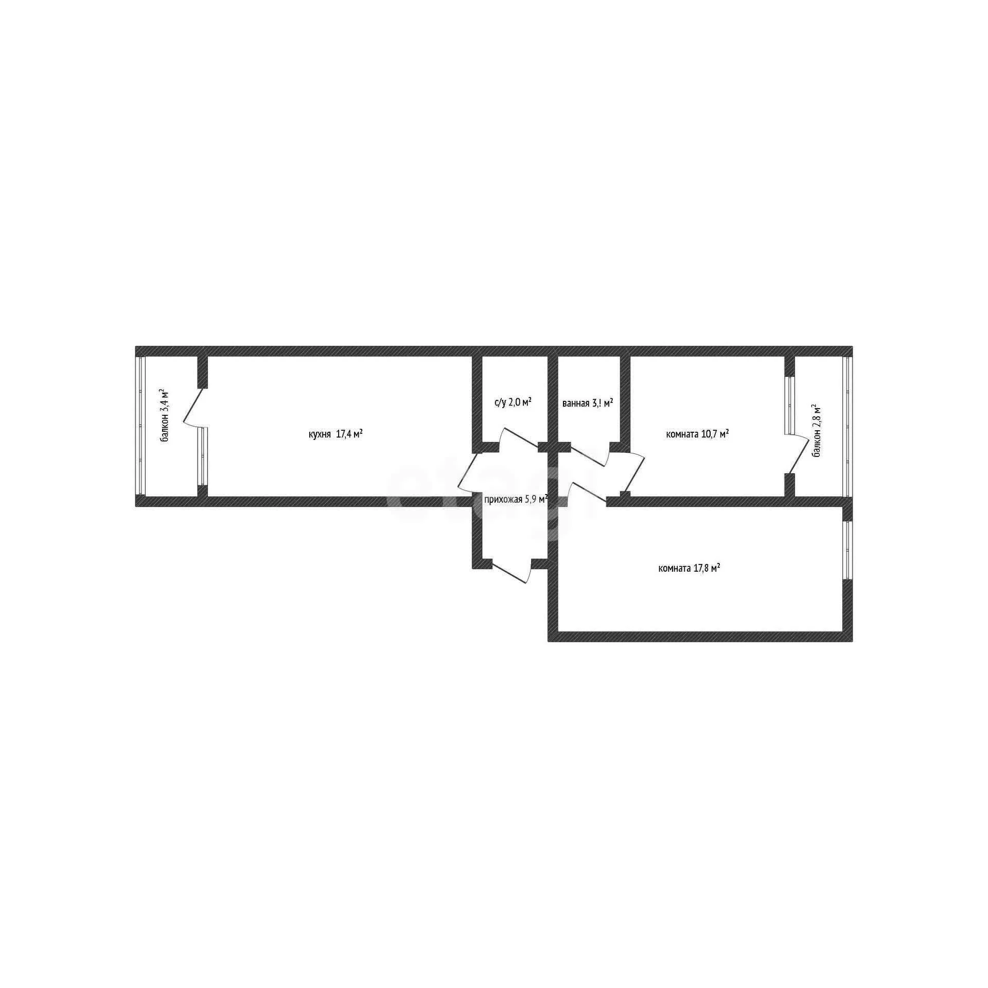 2-к квартира, 56.9м² (улица Героя Пешкова, 14к5) - миниатюра 15