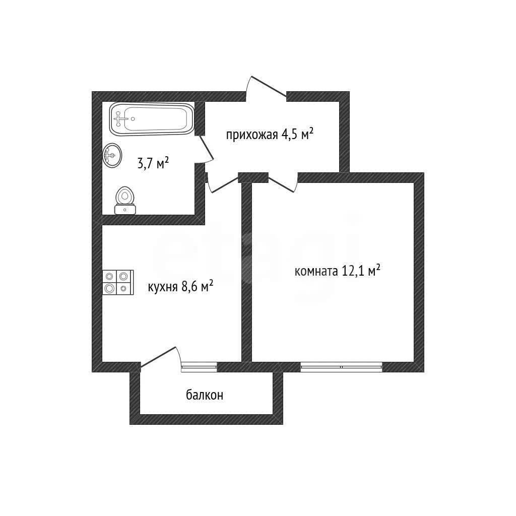 1-к квартира, 29.7м² (улица Западный Обход, 42/3к2) - миниатюра 19