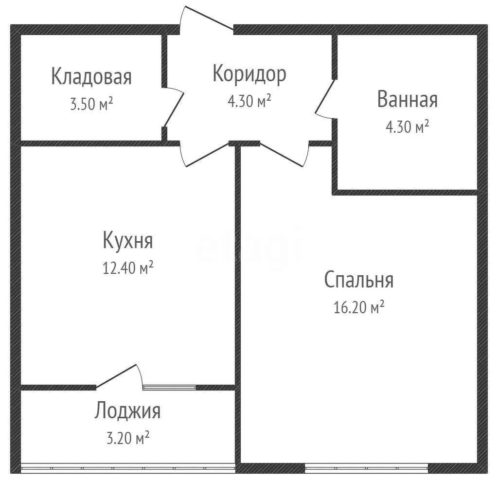 1-к квартира, 40.7м² (улица им. Мурата Ахеджака, 12) - миниатюра 14