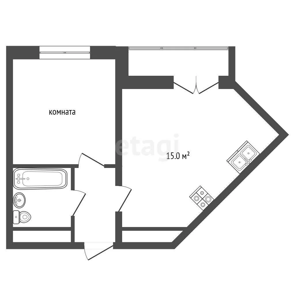 1-к квартира, 37.2м² (Школьная улица, 1) - миниатюра 11