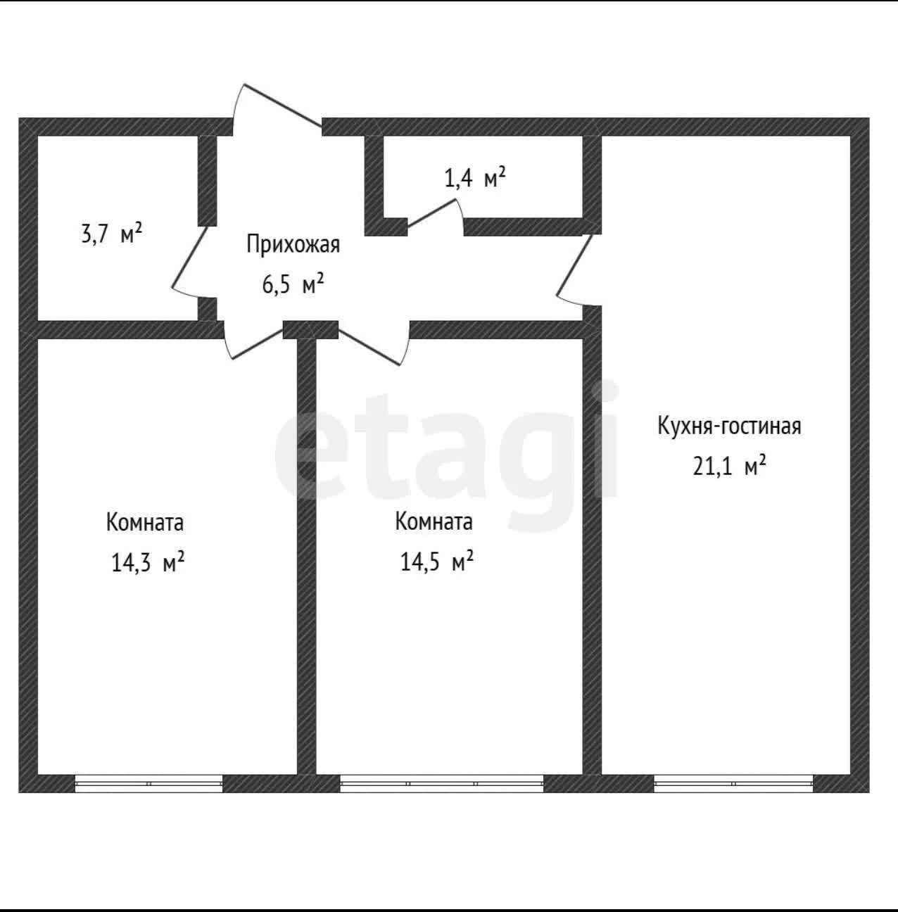 2-к квартира, 61.5м² (Песочная улица, 1к5) - миниатюра 12