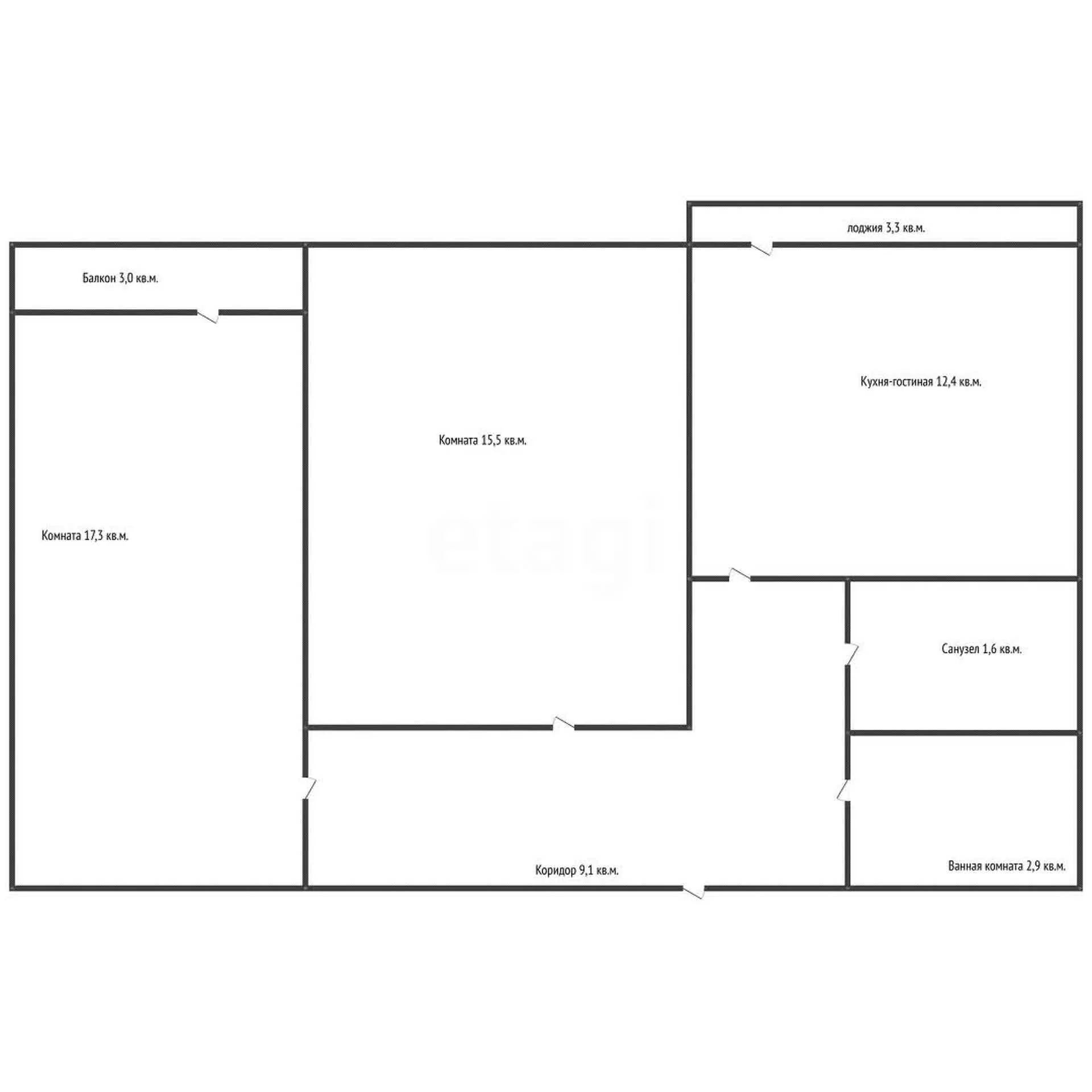 2-к квартира, 58.8м² (улица Шевцова, 36/2) - миниатюра 18