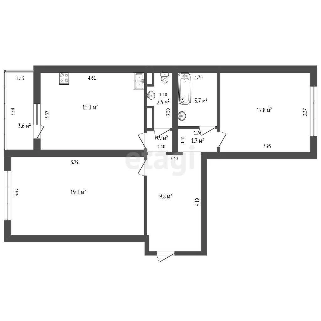2-к квартира, 67.1м² (улица Димитрова, 3/2) - миниатюра 21