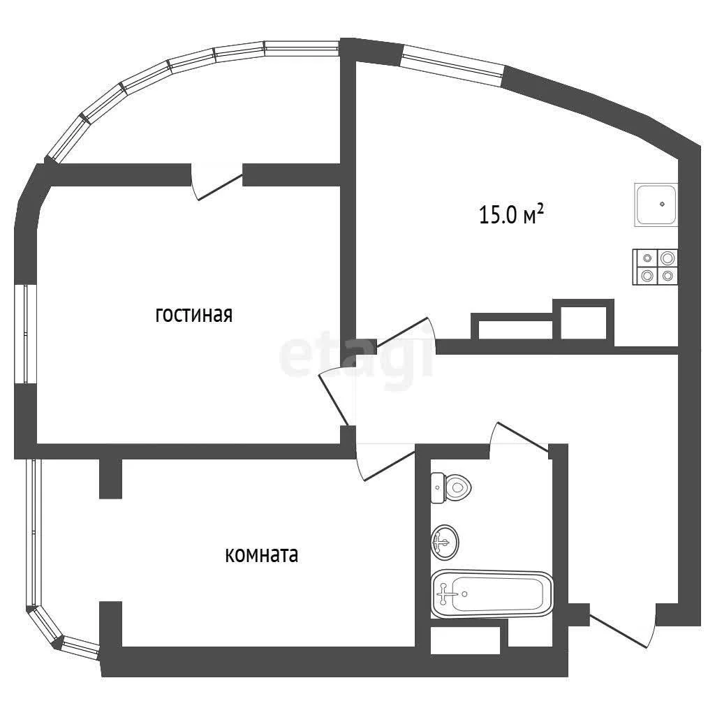 2-к квартира, 58.6м² (Воронежская улица, 47/11) - миниатюра 13