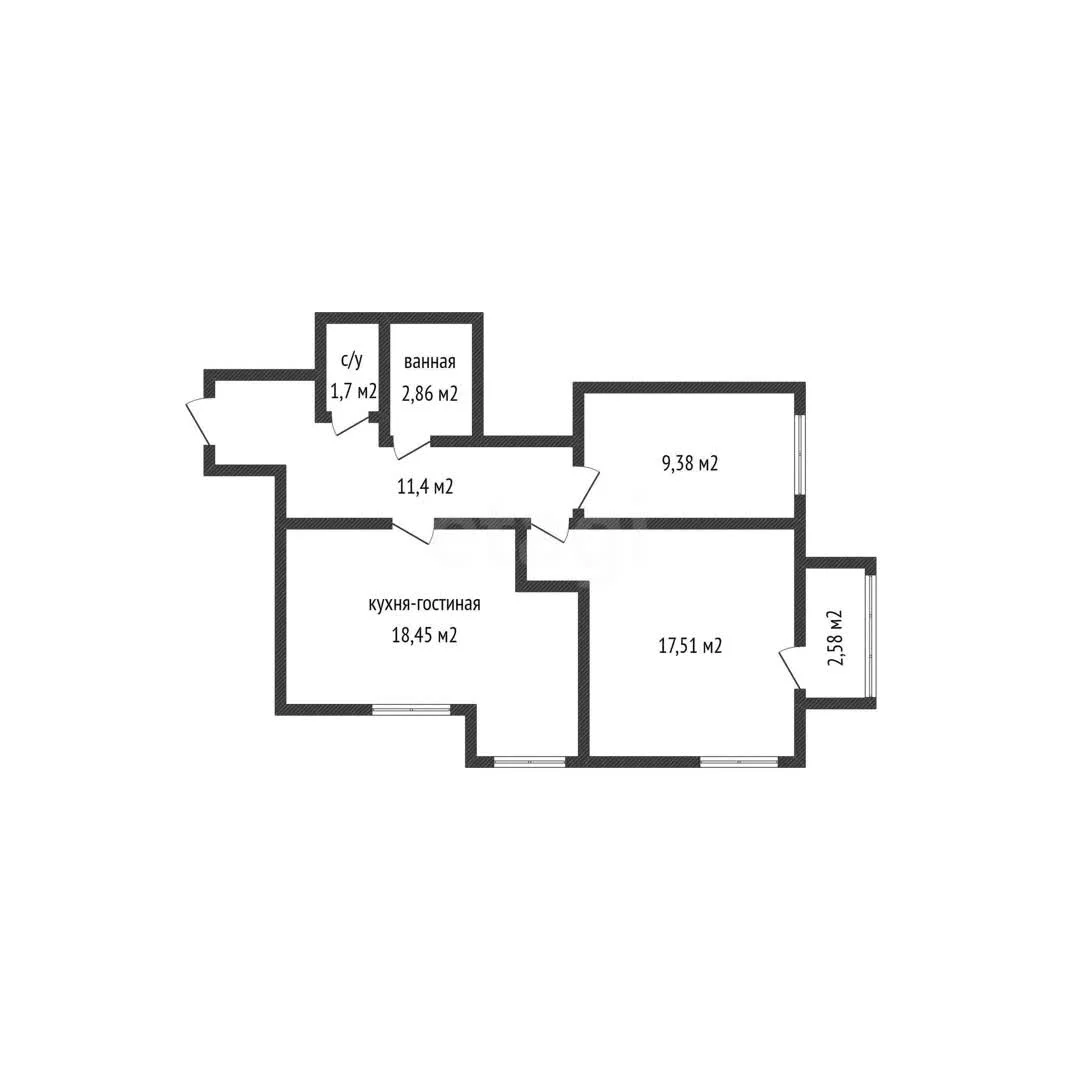 2-к квартира, 62м² (Античная улица, 10) - миниатюра 9