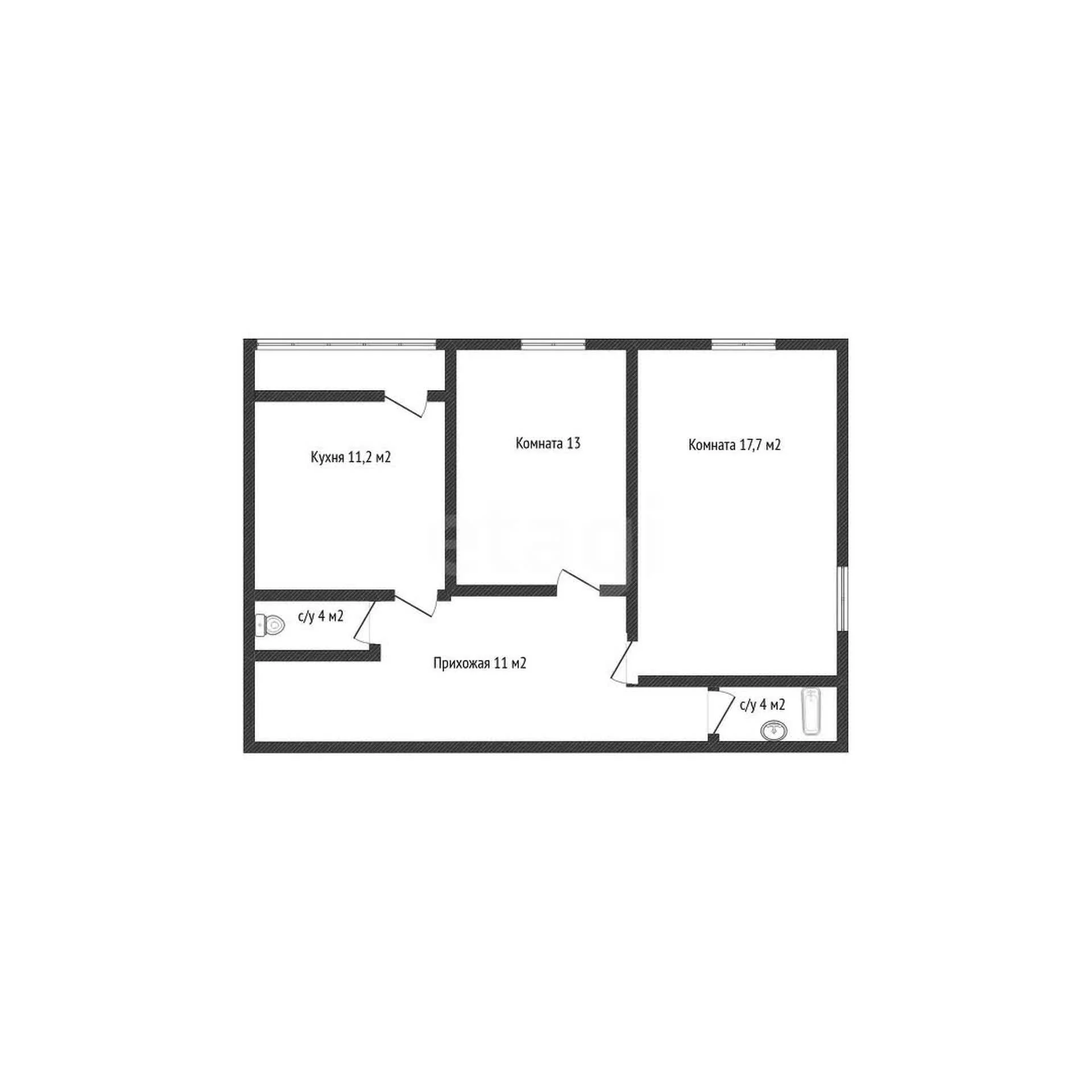 2-к квартира, 60.9м² (улица имени Николая Семеновича Котлярова, 32) - миниатюра 15