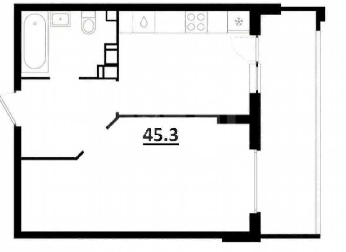 1-к квартира, 36.1м² (улица Григория Булгакова, 6) - изображение 1