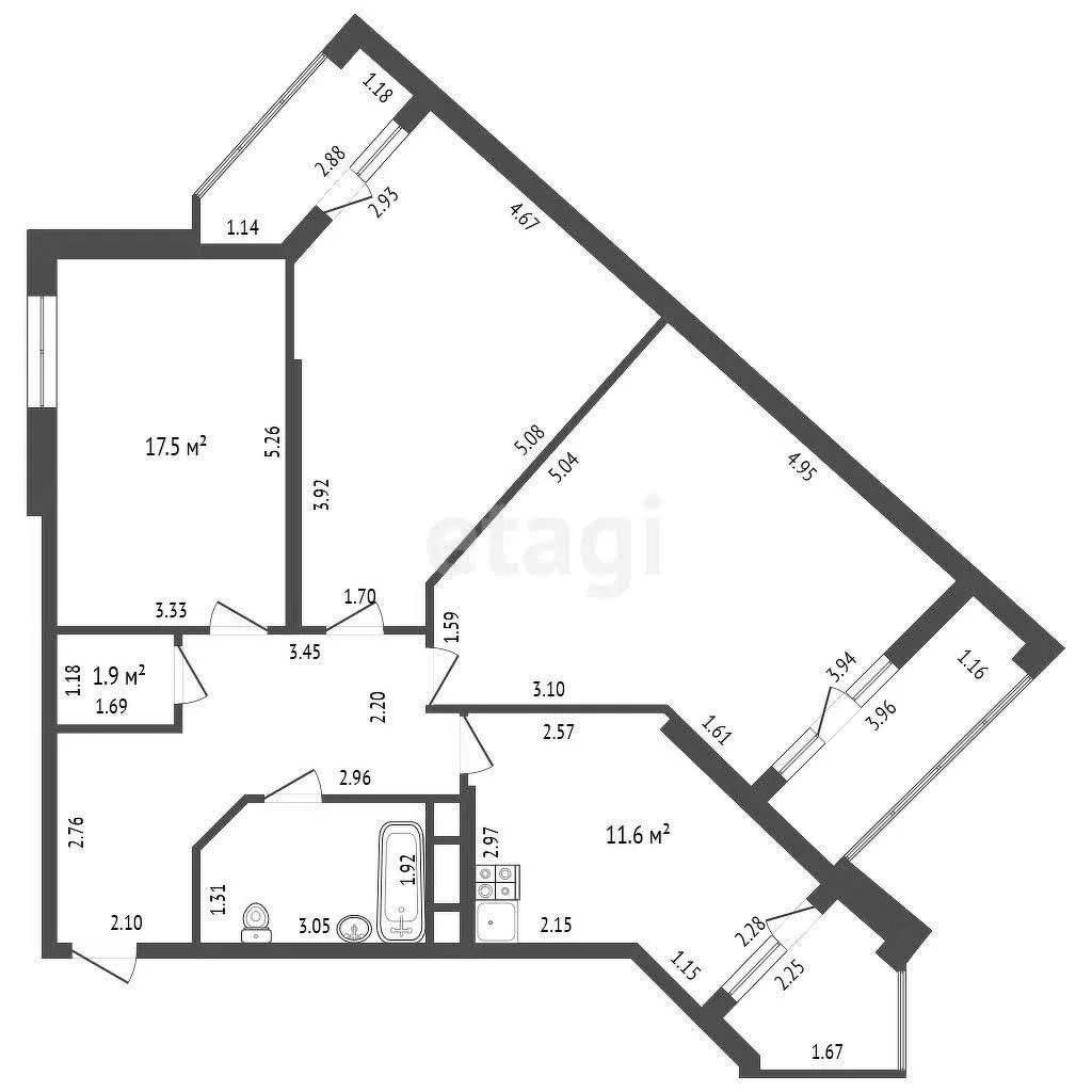 3-к квартира, 97.8м² (улица Ветеранов, 85к1) - миниатюра 18