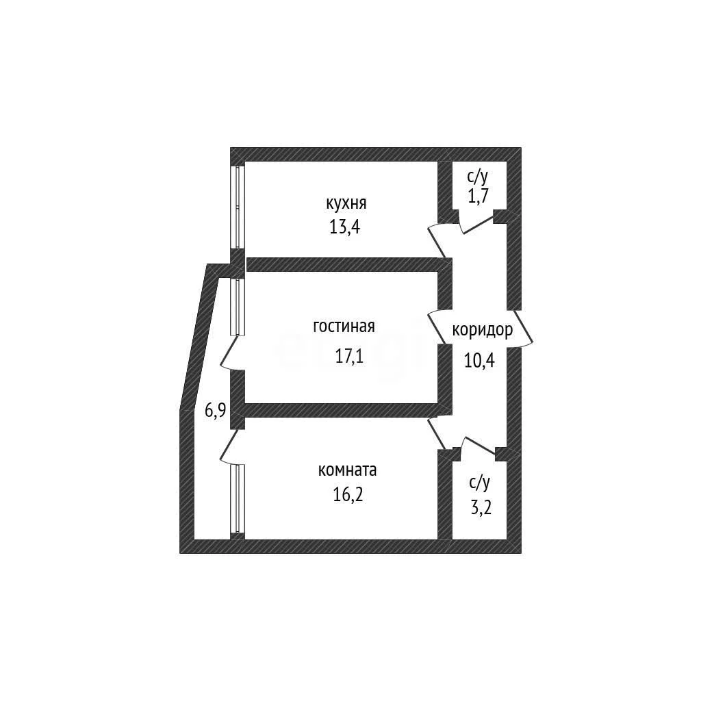 2-к квартира, 62.6м² (Домбайская улица, 6/2) - миниатюра 12