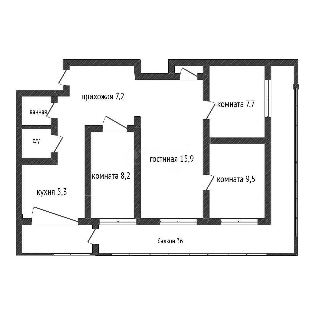 3-к квартира, 57.8м² (улица Яна Полуяна, 22) - миниатюра 19