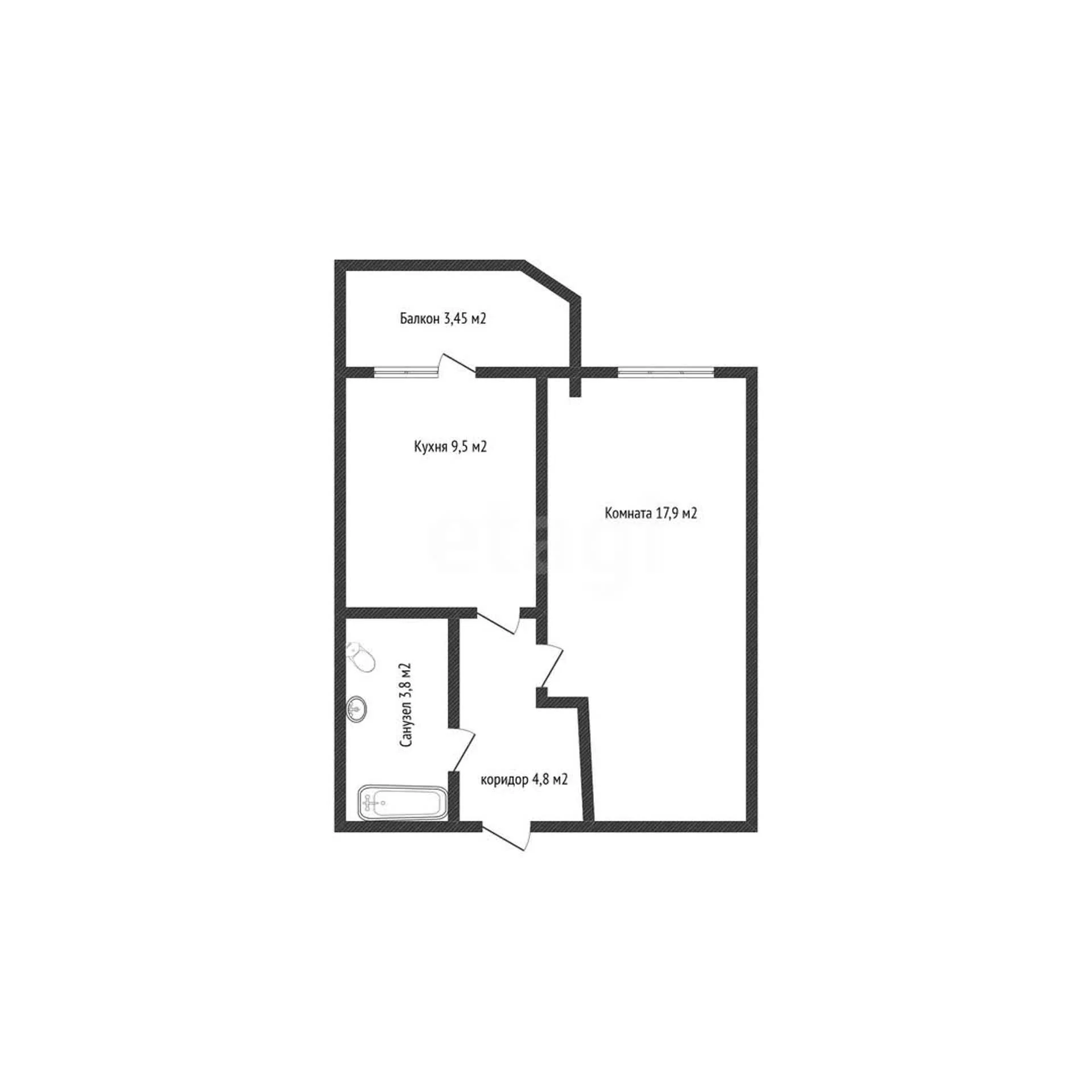 1-к квартира, 36м² (улица имени Николая Семеновича Котлярова, 30) - миниатюра 17