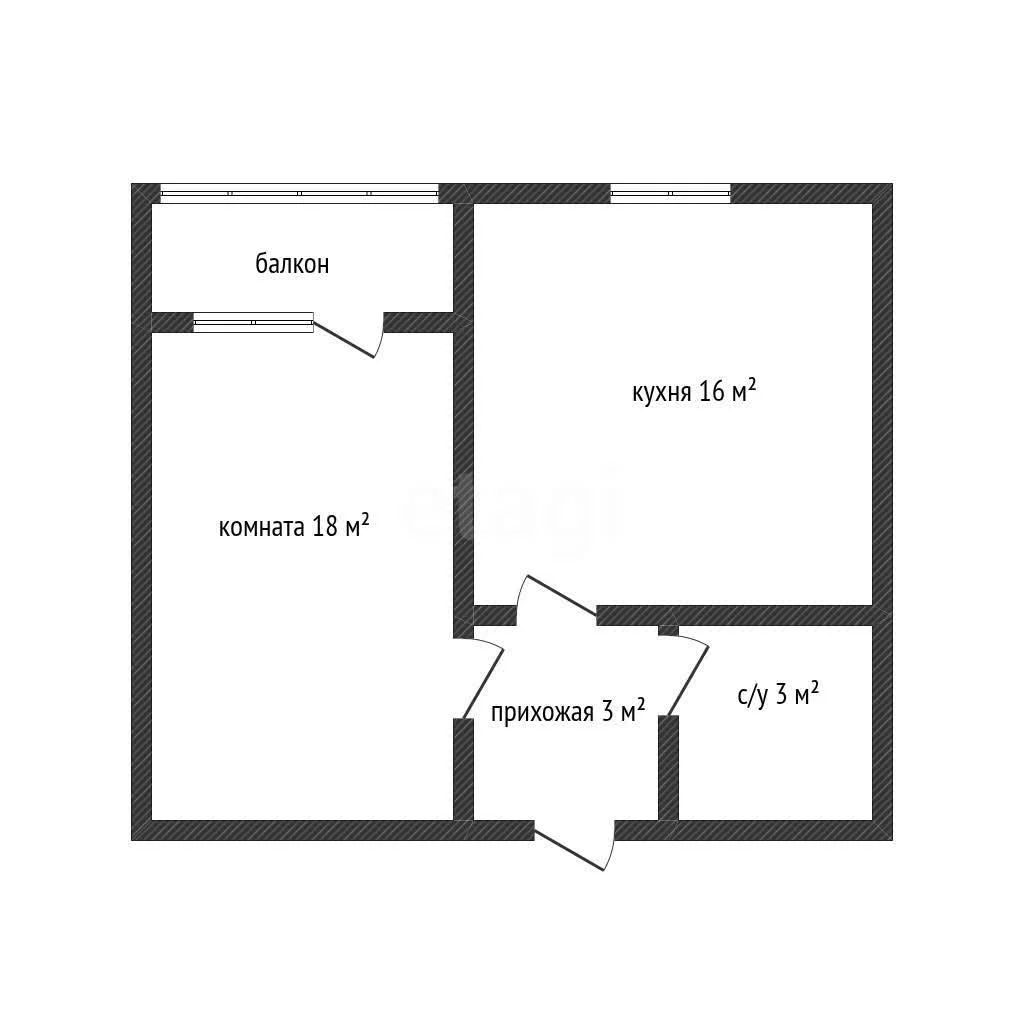 1-к квартира, 40.9м² (улица имени Мусоргского М.П., 1/4) - миниатюра 8