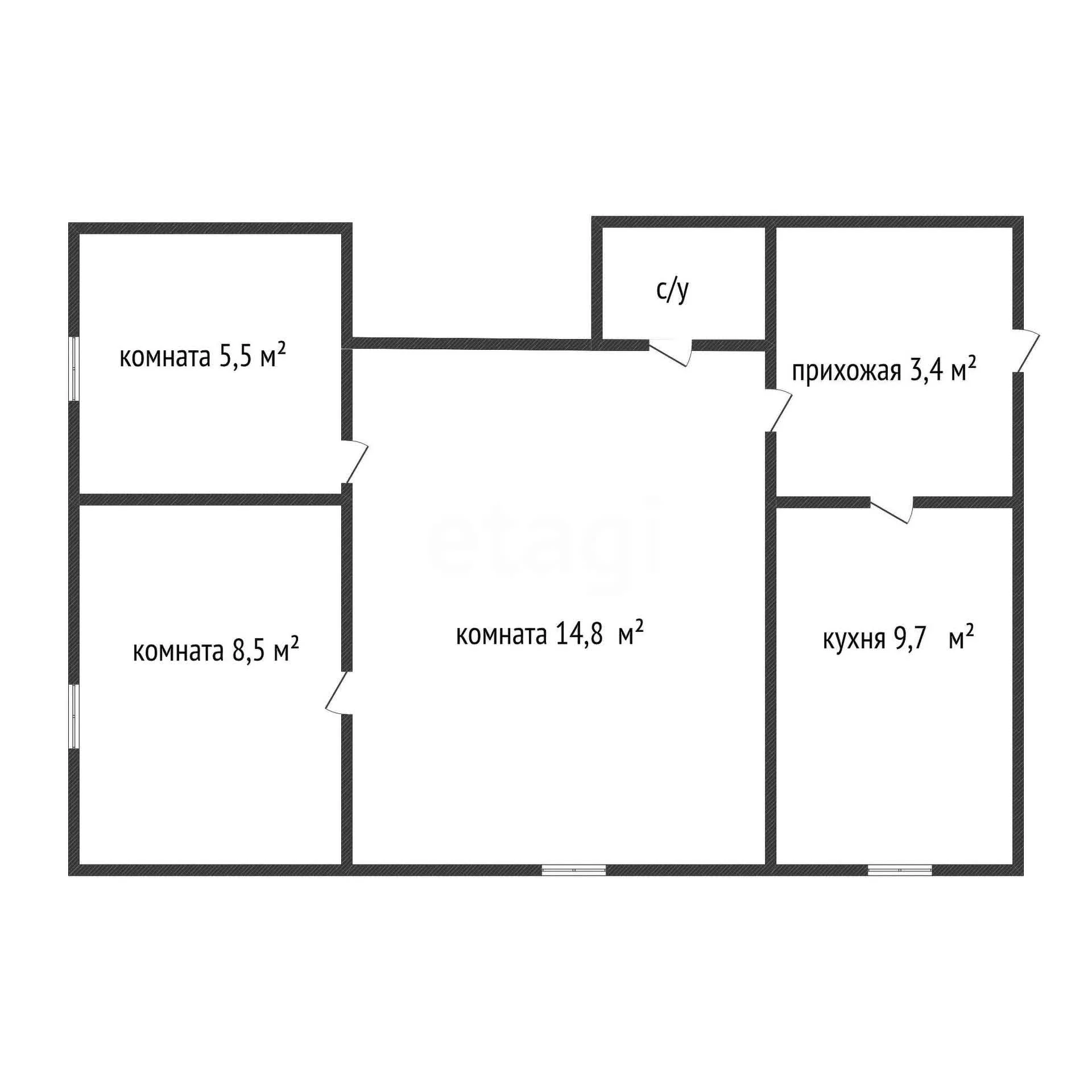 2-к квартира, 42.8м² (Советская улица, 13) - миниатюра 10