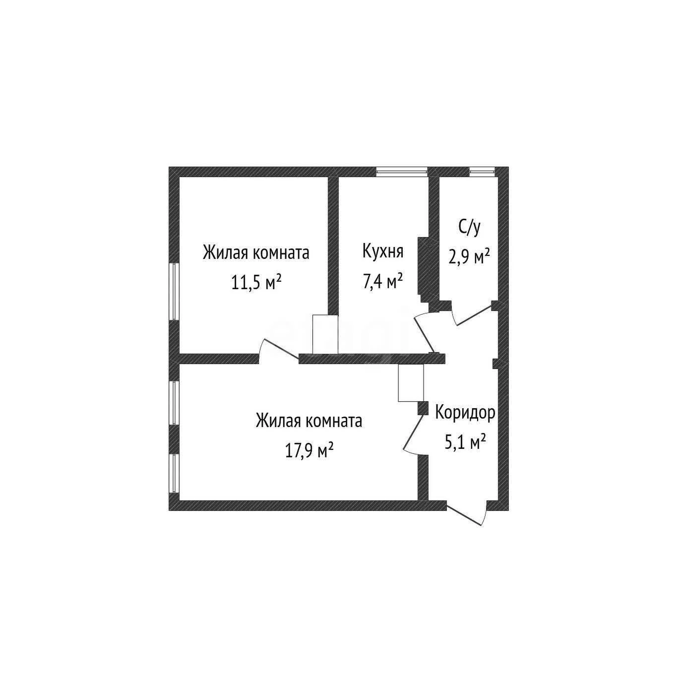 2-к квартира, 44.8м² (улица Тельмана, 10) - миниатюра 20