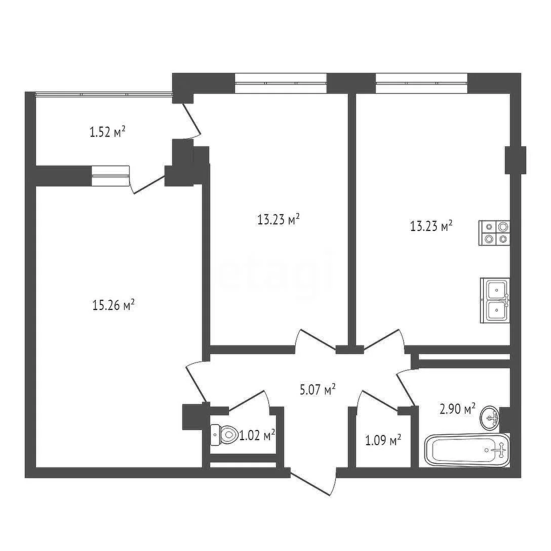 2-к квартира, 51.9м² (Старокубанская улица, 2к4) - миниатюра 11