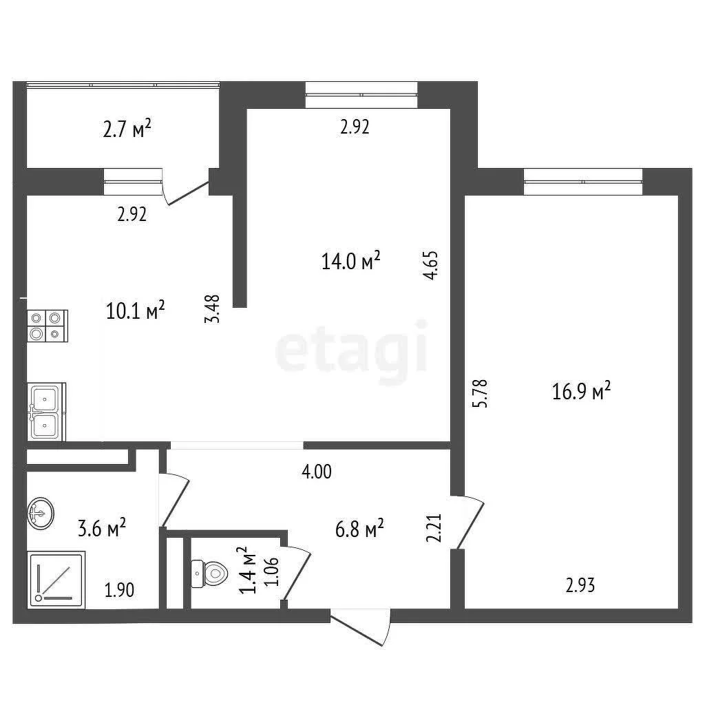 2-к квартира, 52.8м² (Питерская улица, 40к1) - миниатюра 9