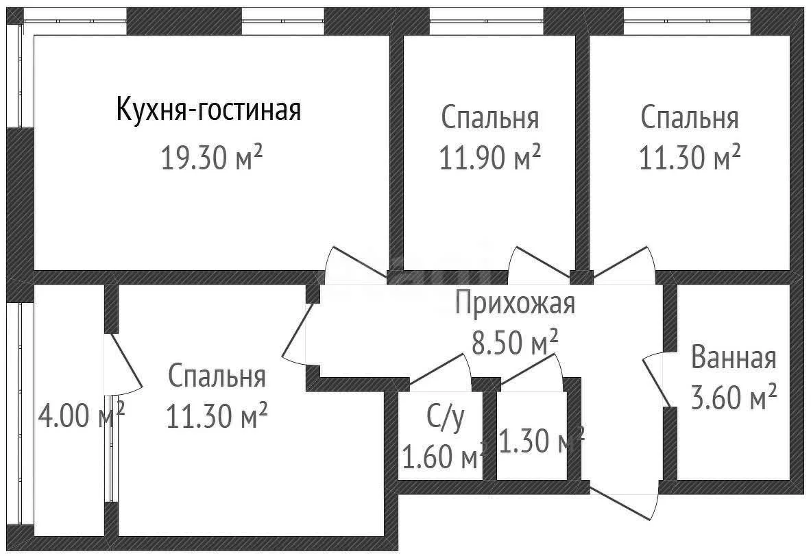 3-к квартира, 68.5м² (улица Ивана Беличенко, 92к1) - миниатюра 16