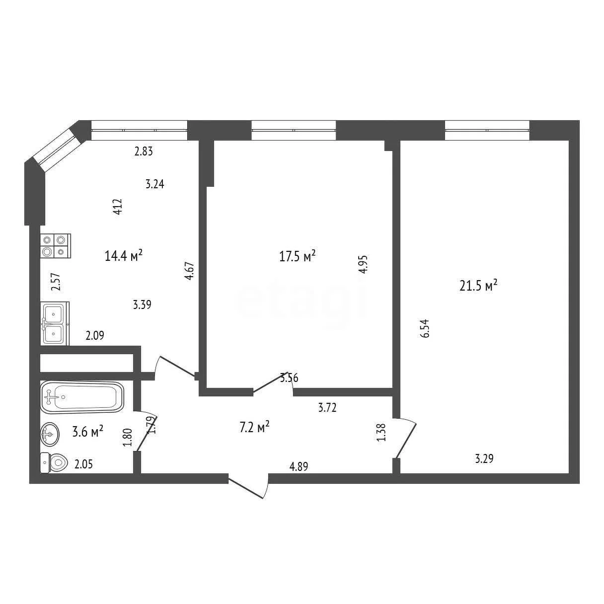 2-к квартира, 64.2м² (улица Гагарина, 148/4к1) - миниатюра 40