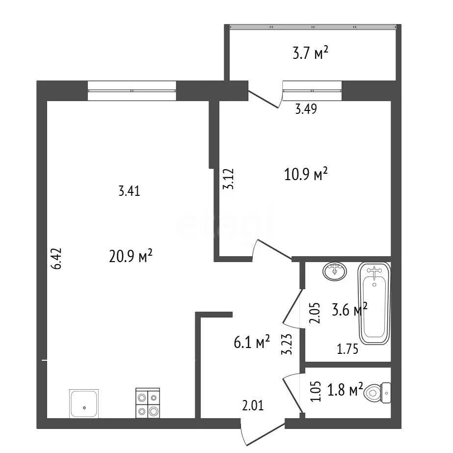 1-к квартира, 43.3м² (улица Автолюбителей, 1/7к4) - миниатюра 28