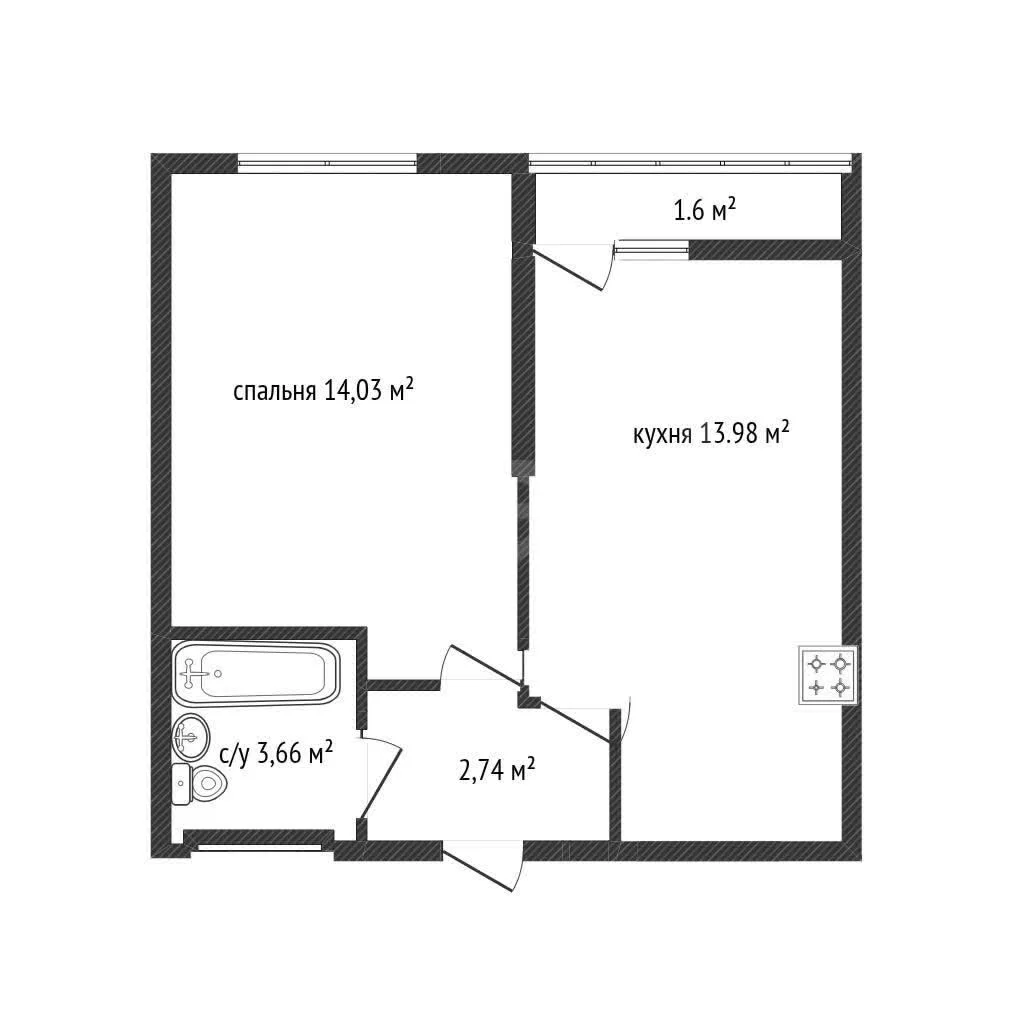 1-к квартира, 33.4м² (улица Петра Метальникова, 38) - миниатюра 10