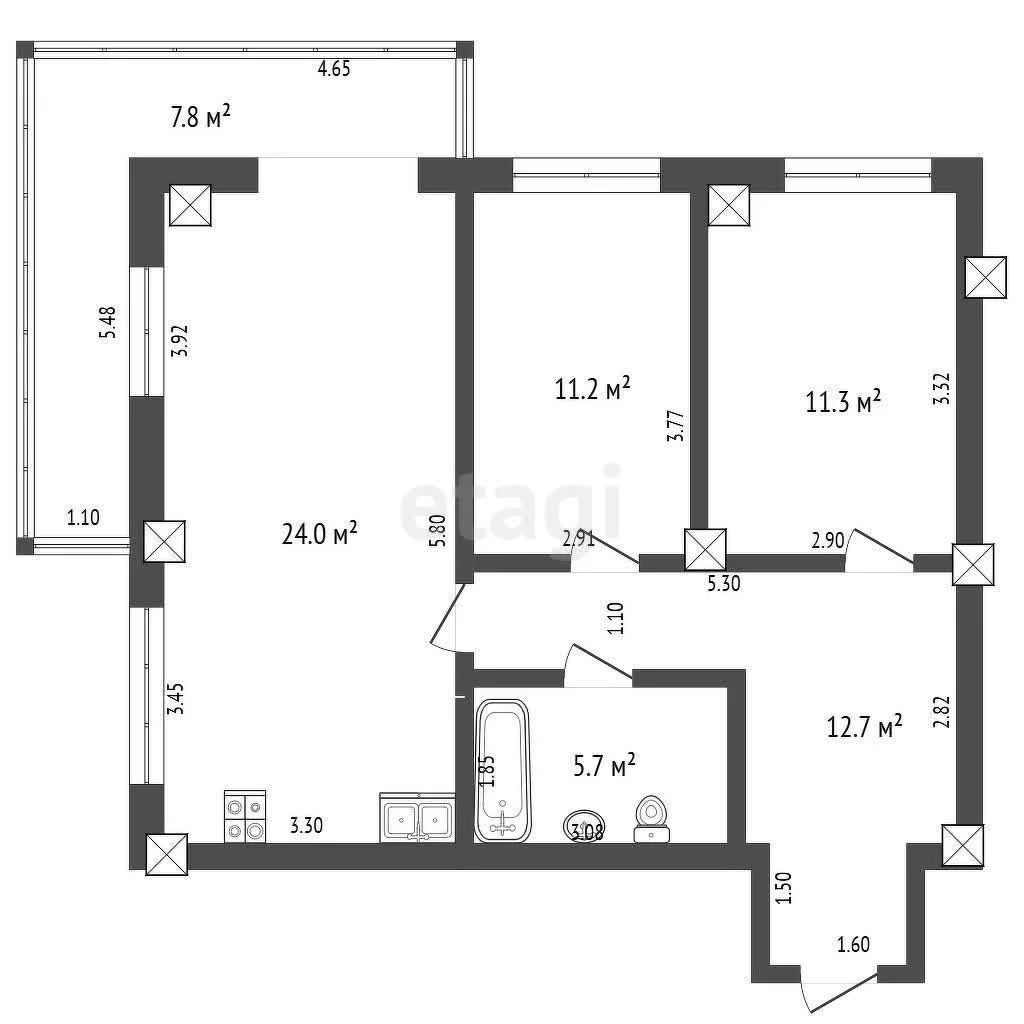 3-к квартира, 64м² (Минская улица, 121) - миниатюра 15