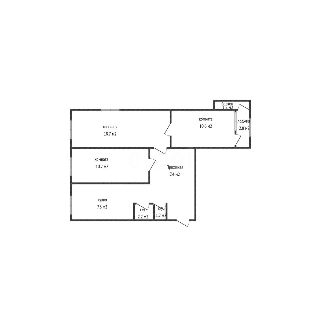 3-к квартира, 58.2м² (Московская улица, 66) - миниатюра 22