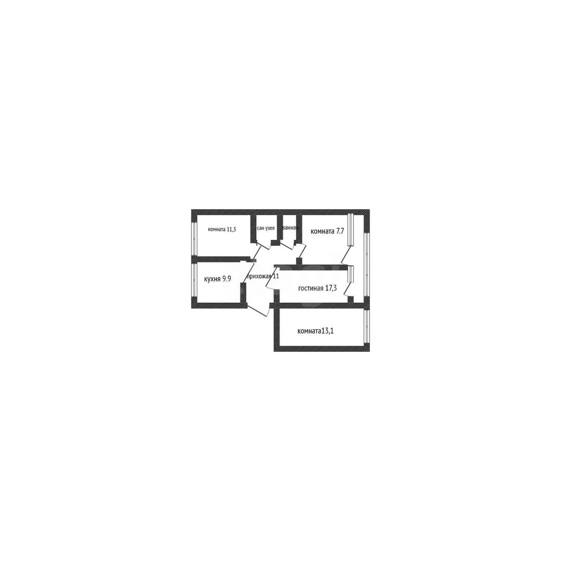 4-к+ квартира, 79.8м² (Комсомольская улица, 54) - миниатюра 15