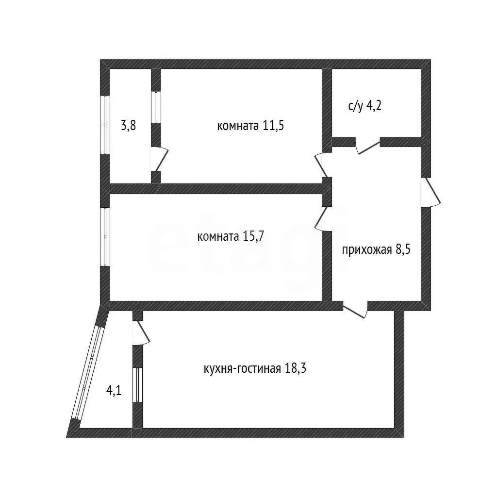 2-к квартира, 58м² (, 5) - миниатюра 30