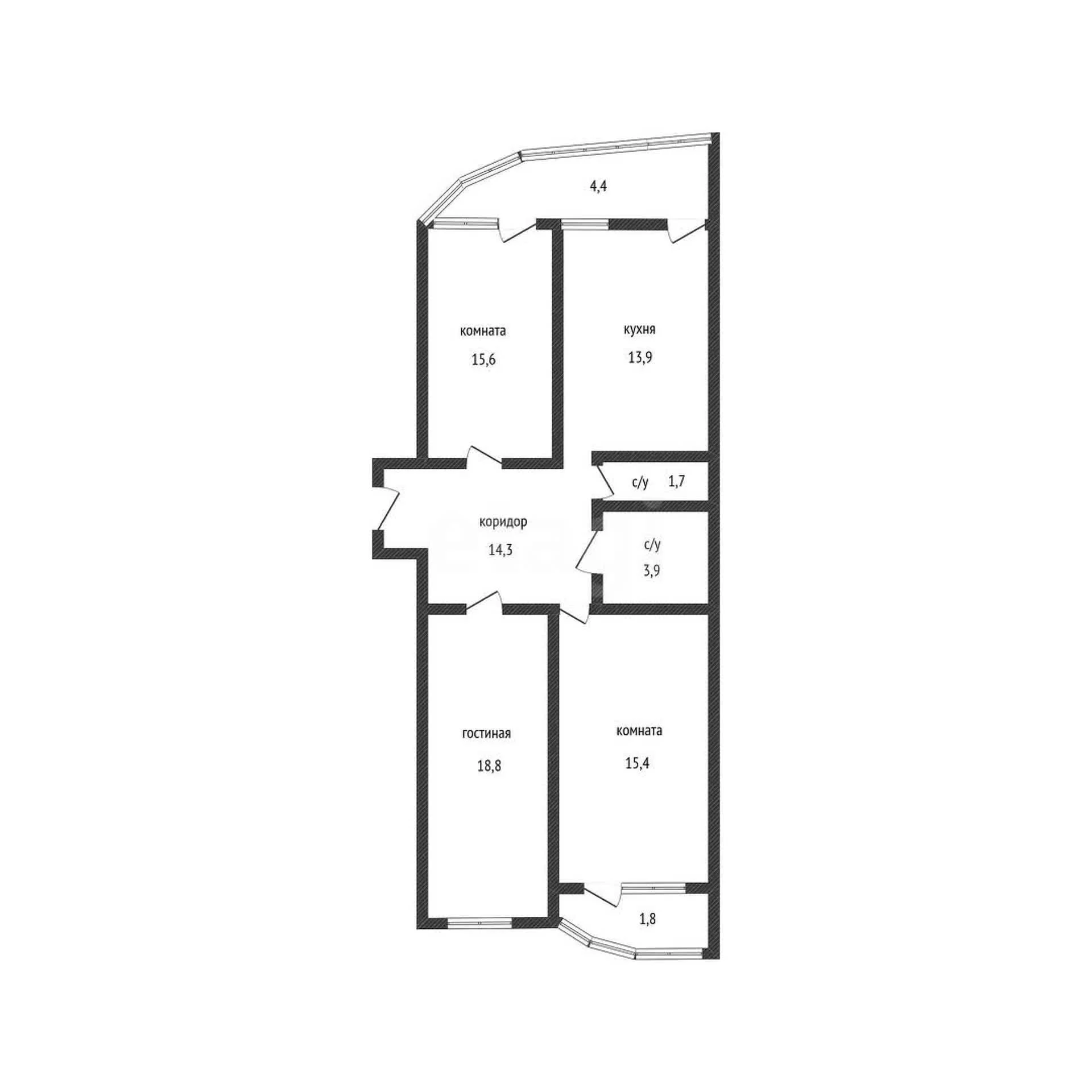 3-к квартира, 82.8м² (Командорская улица, 6) - миниатюра 48