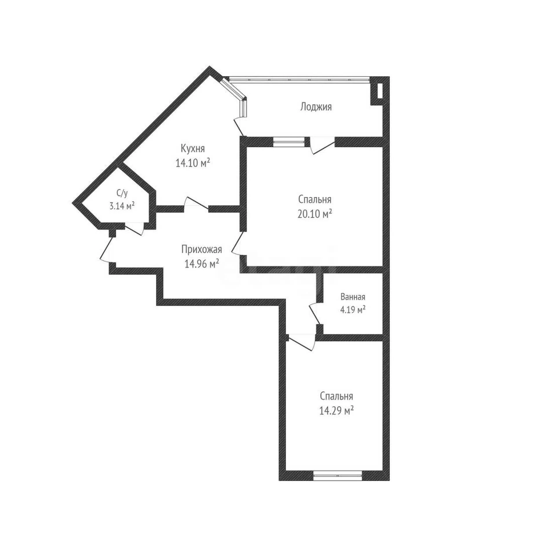 2-к квартира, 70.8м² (улица Володи Головатого, 109) - миниатюра 21