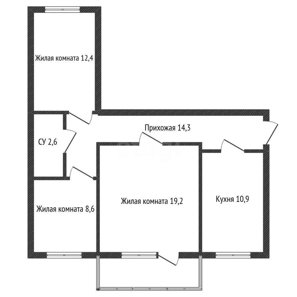3-к квартира, 69.3м² (Школьная улица, 15/4) - миниатюра 14