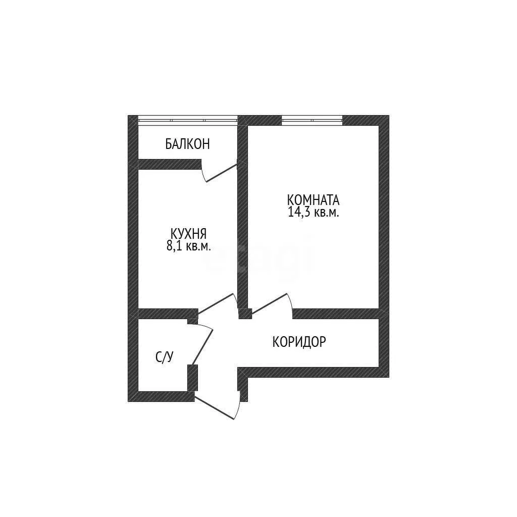 1-к квартира, 32.6м² (Бородинская улица, 152/а) - миниатюра 19