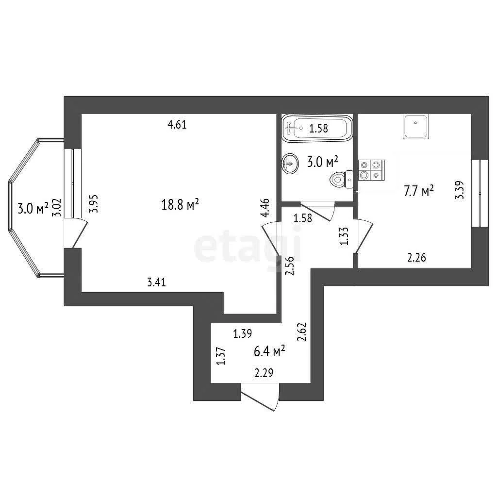 1-к квартира, 35.9м² (улица Вячеслава Ткачёва, 46) - миниатюра 20