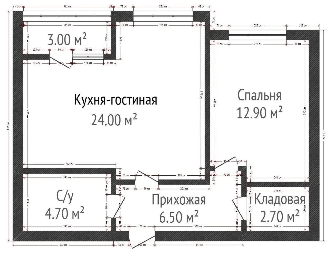 1-к квартира, 50.8м² (улица им. Мурата Ахеджака, 12) - миниатюра 31