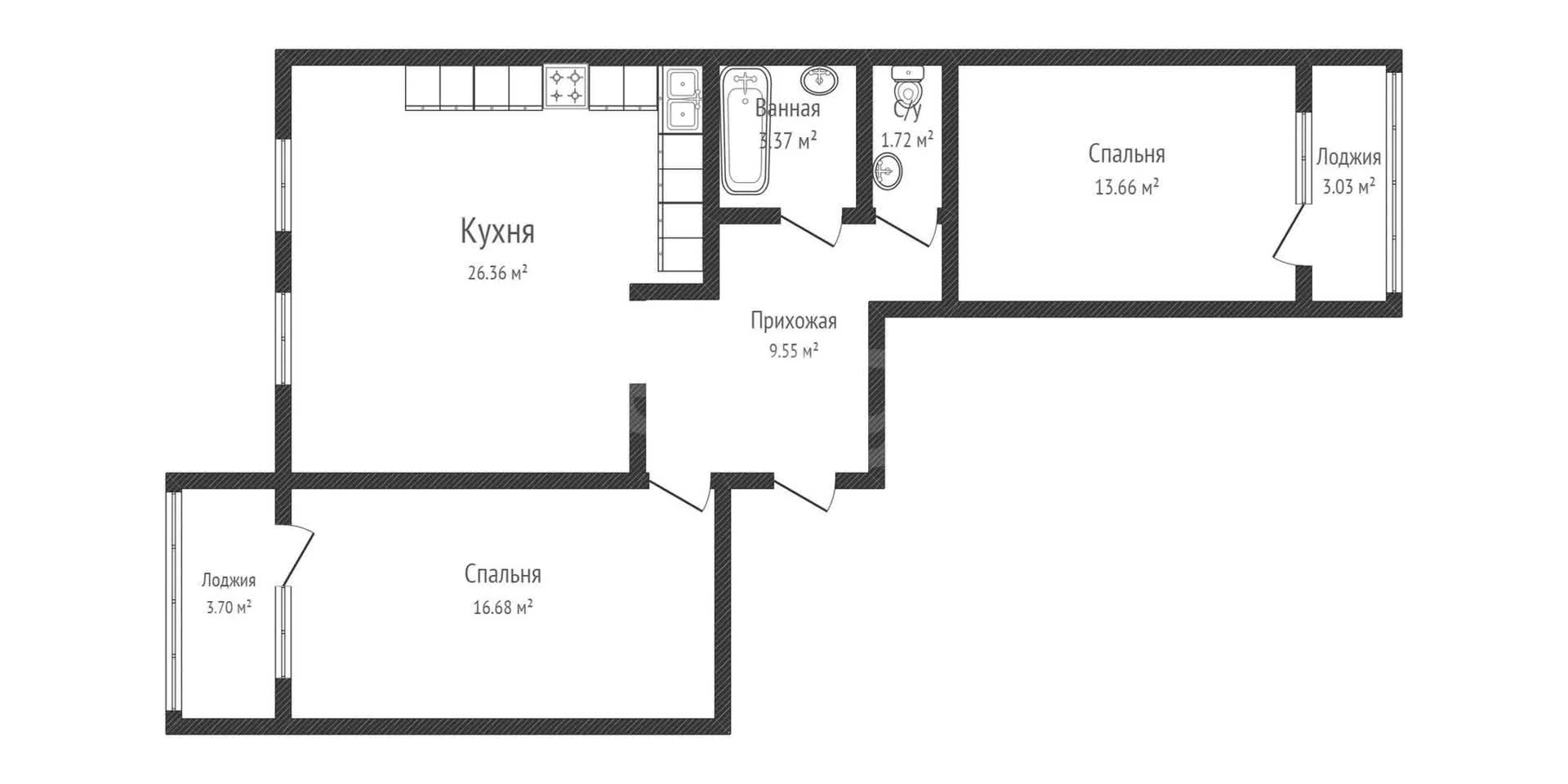 3-к квартира, 70.8м² (Степная улица, 1/1к3) - миниатюра 36